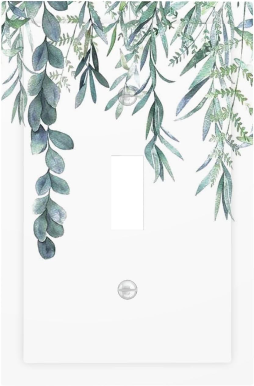 Eucalyptus Leaves Greenery Vine Flowers Simplicity Decorative Light Switch Cover 1 Gang Single