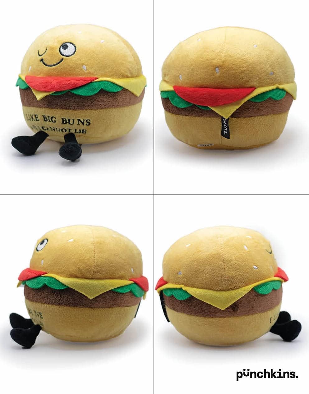 Hamburger Foodie Plushie, Funny Pun Meme Gag Gift, White Elephant, Stocking Stuffer Present, Great