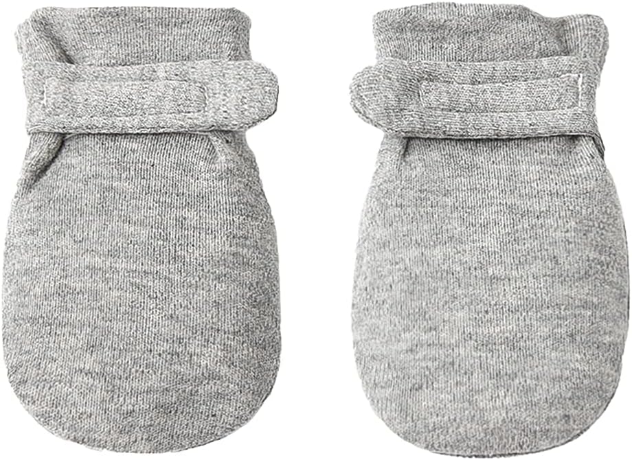 Newborn Baby No Scratch Mittens Stay On, 100% Cotton Breathable, Adjustable Infant Gloves for Baby