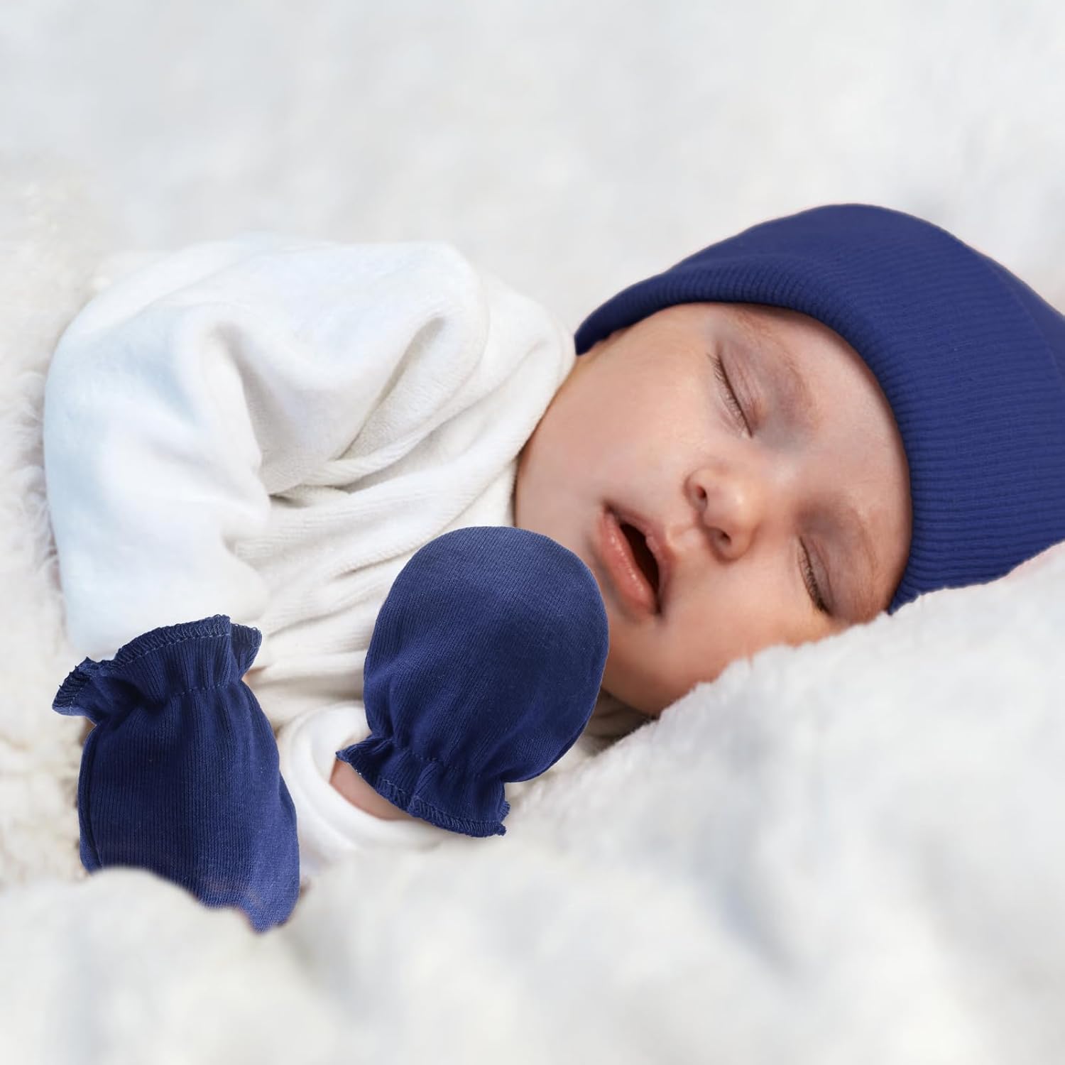 Newborn Baby Mittens No Scratch Cotton Elastic Wrist Gloves Infant Toddler Mittens for Baby Boy