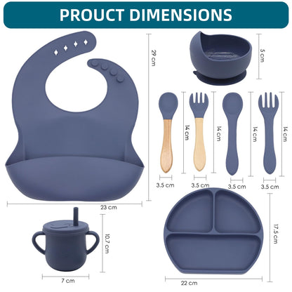 Dormlony 100% Silicone Baby Feeding Set, BPA Free Baby Dishes with Suction Bowl, Divided Plate