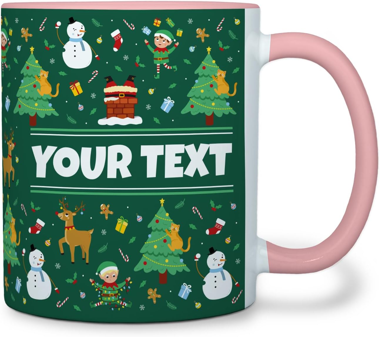 Personalized Mug for Kids - Christmas - Custom Name/Text, Ceramic Hot Chocolate/Cocoa/Coffee Cup