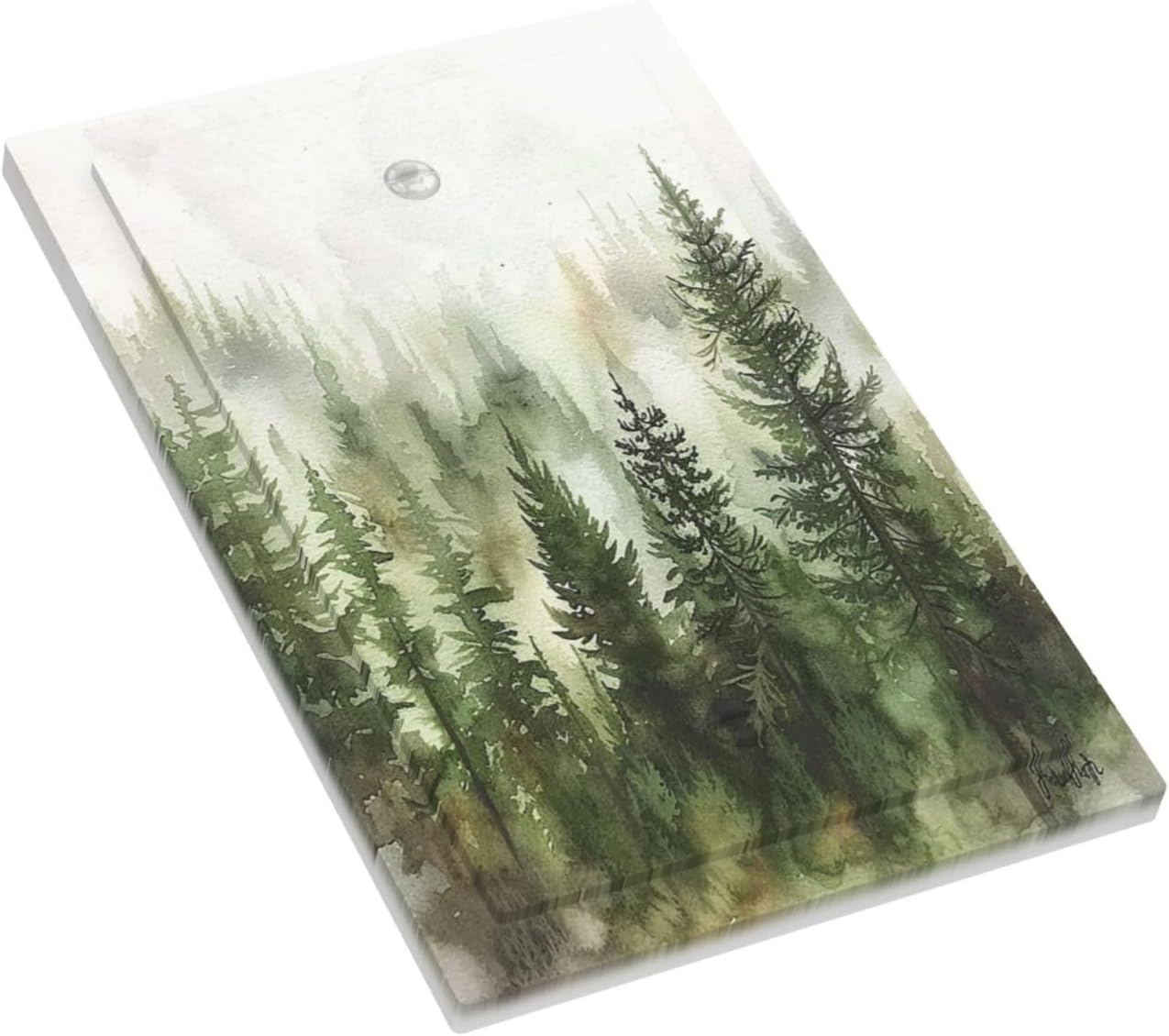 Light Switch Cover Plate Green Forest Watercolor Painting Foggy Pine 1 Gang No Device Blank