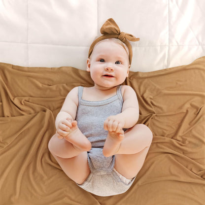 GRSSDER Newborn Swaddle Blanket, Ultra Soft Jersey Receiving Blanket with Matching Headband and