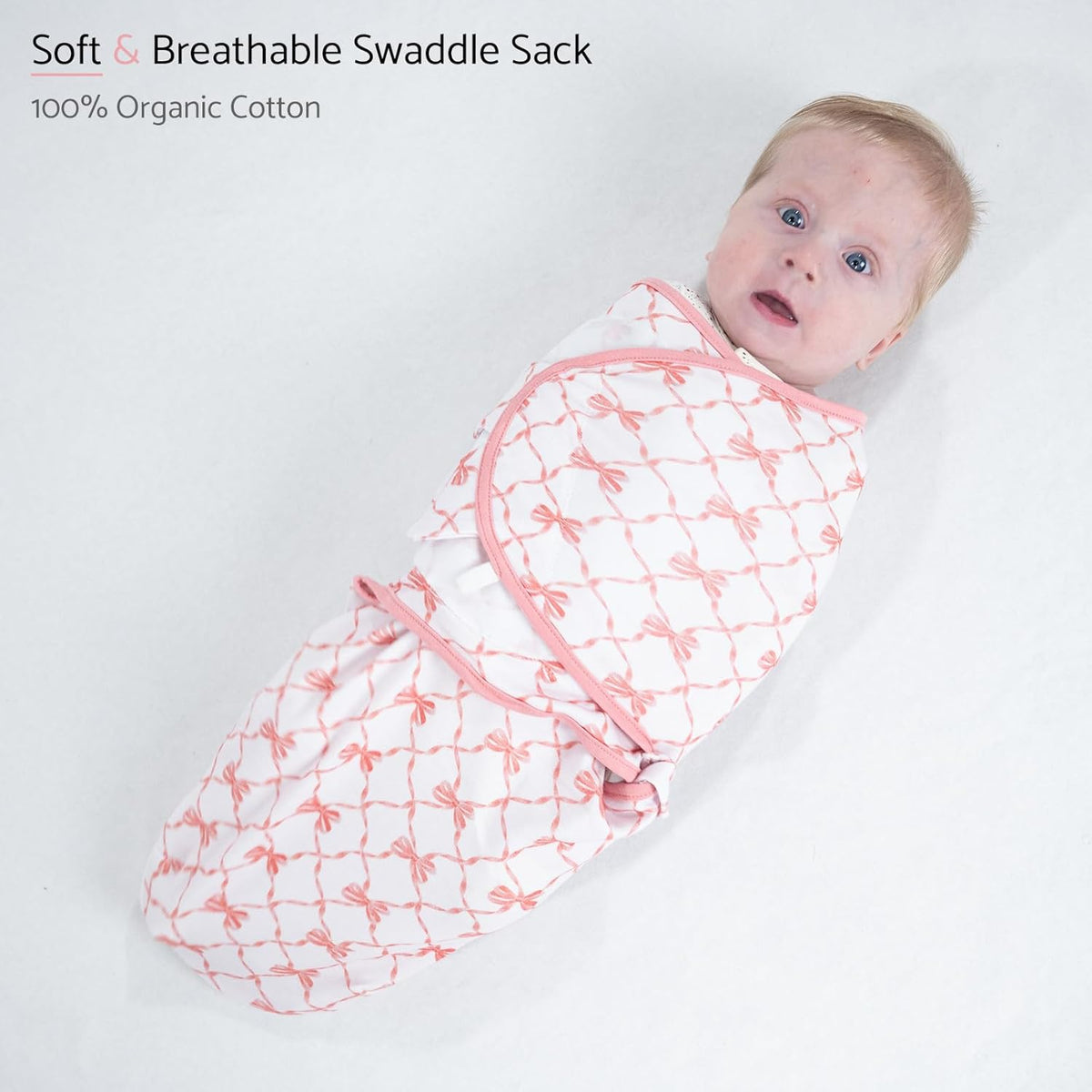 LollyBanks Baby Swaddles 100% Organic Cotton, 3-6 Months Baby Girl Swaddles with Easy Change