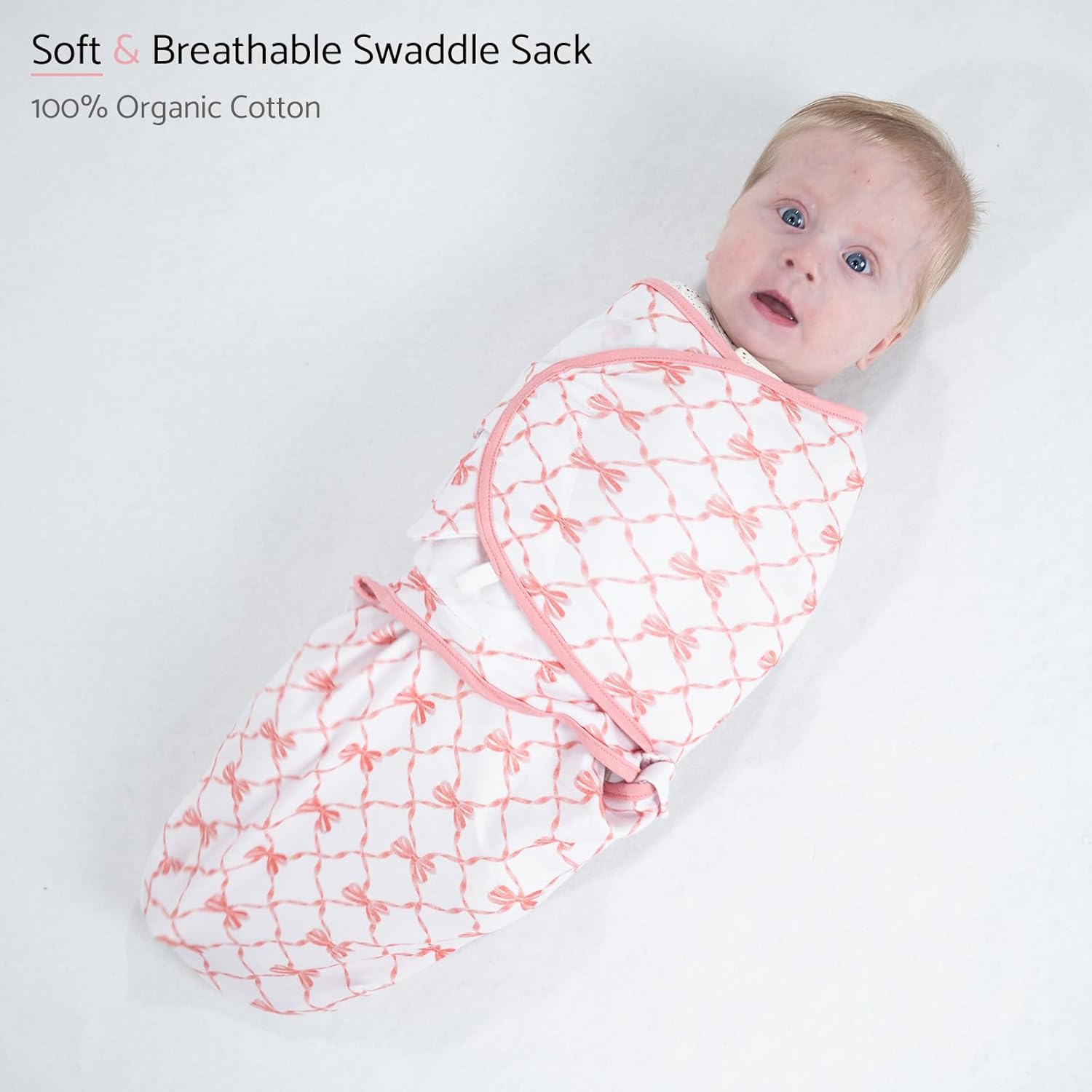 LollyBanks Baby Swaddles 100% Organic Cotton, 3-6 Months Baby Girl Swaddles with Easy Change