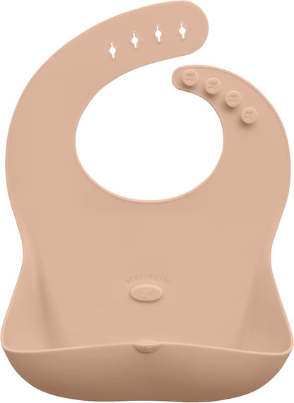 Abiie Ruby Wrapp Silicone Bibs for Babies with Front Pocket - Waterproof Bib - Stain Resistant