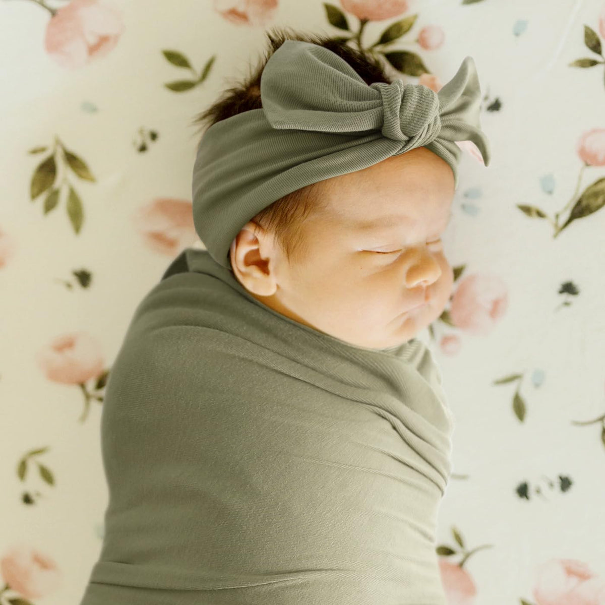 GRSSDER Newborn Swaddle Blanket, Ultra Soft Jersey Receiving Blanket with Matching Headband and