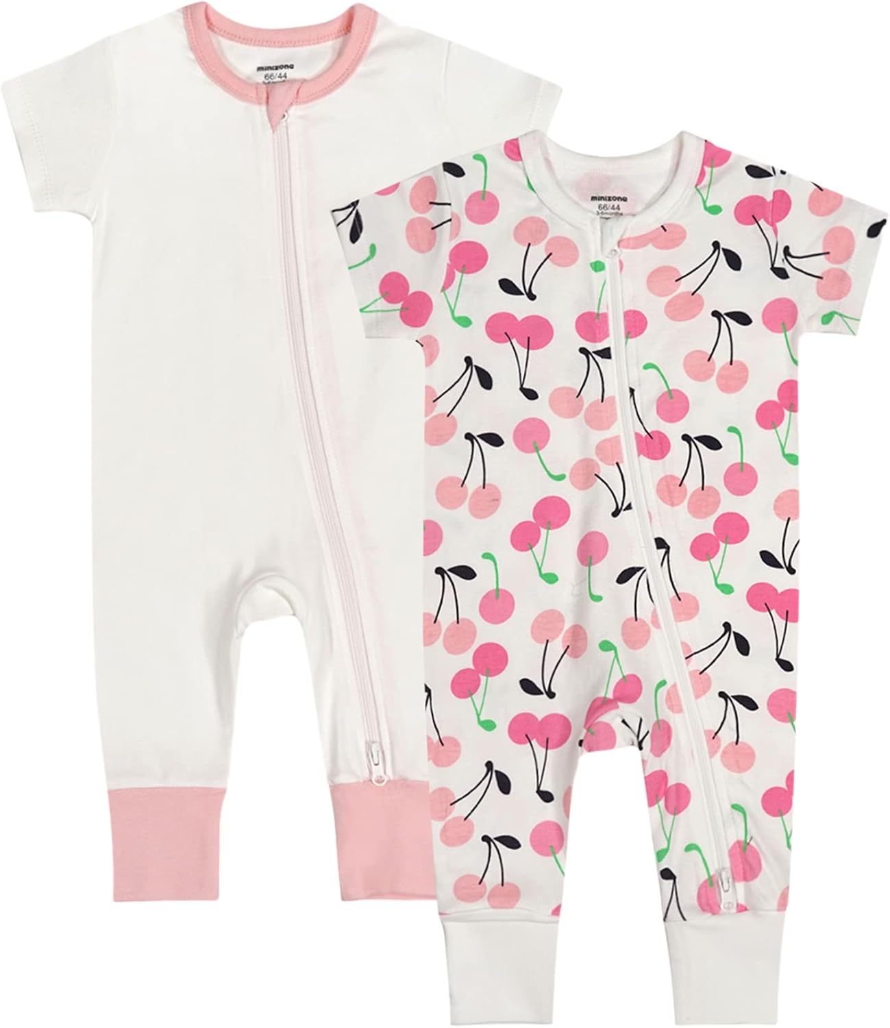 Teach Leanbh Baby Boys Girls 2 Pack 2 Way Zipper Footless Pajamas Cotton Short Sleeve Printing