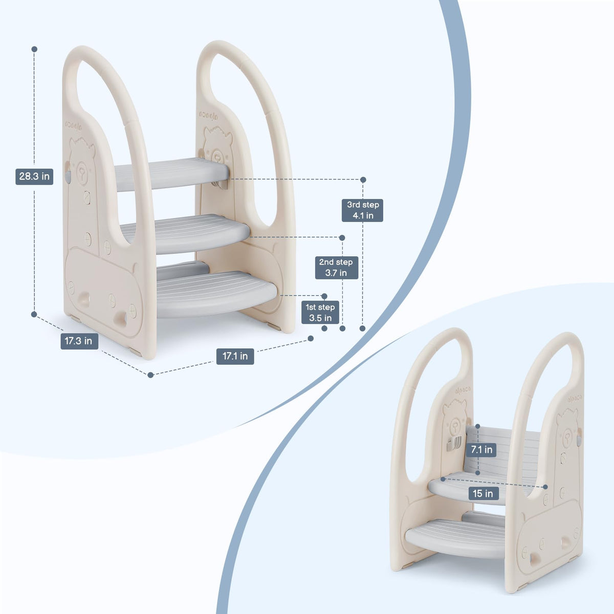 Toddler 3 Step Stool Onasti Kids Standing Tower for Toddlers Plastic Learning Helper Stool for
