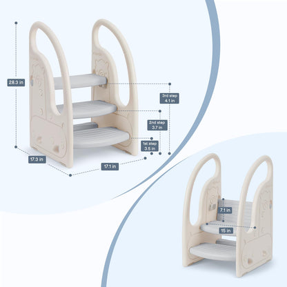 Toddler 3 Step Stool Onasti Kids Standing Tower for Toddlers Plastic Learning Helper Stool for