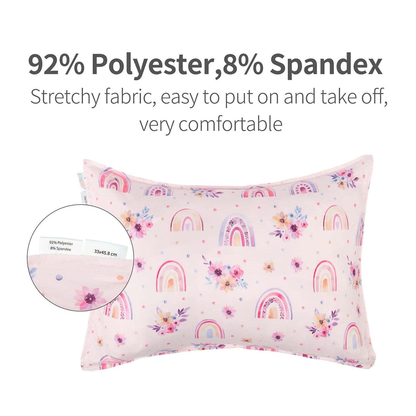 ALVABABY Toddler Pillowcases Stretchy Soft Kids Pillow Cover 2 Pack Fit 13"x 18" or 12"x20"