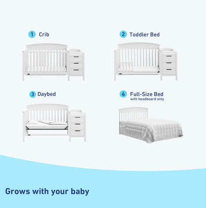 Graco Benton 5-in-1 Convertible Crib and Changer (White) – Crib and Changing -Table Combo, Includes
