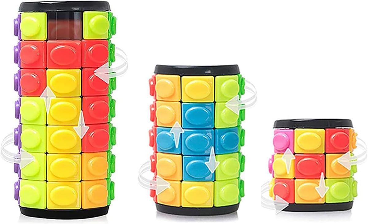 3D Puzzle Rainbow Magic Cube Fidget Toys Cylinder Rotate Slide 3 / 5 / 7 Layers Educational Games