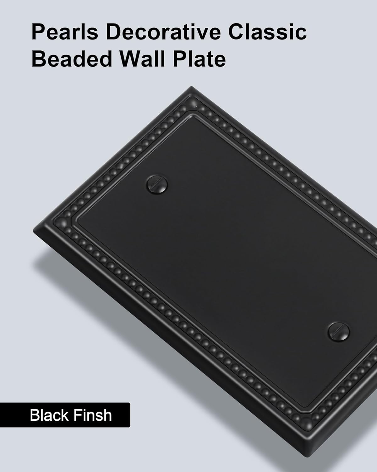 2-Pack Blank Outlet Cover Wall Plate, Metal Switch Plates Outlet Covers, Black Pearls Beaded