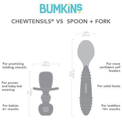 Bumkins Baby Utensils Set, Chewtensils Silicone Spoons for Dipping, Self-Feeding, Baby Led Weaning