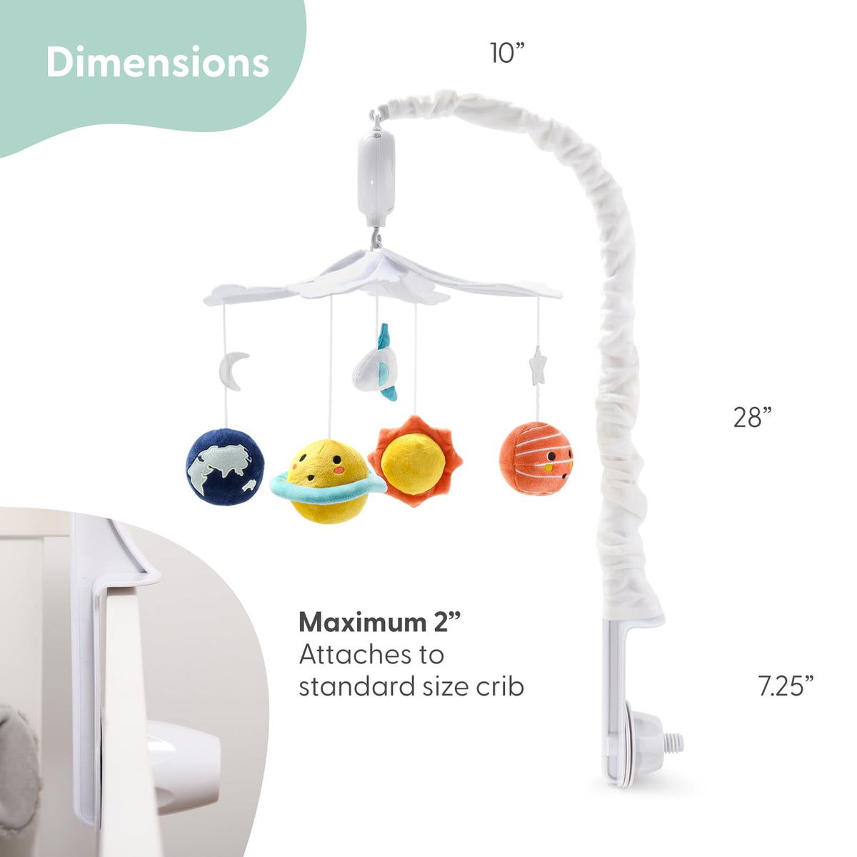 The Peanutshell Crib Mobile for Boys or Girls - White and Dark Blue Musical Baby Crib Mobile with