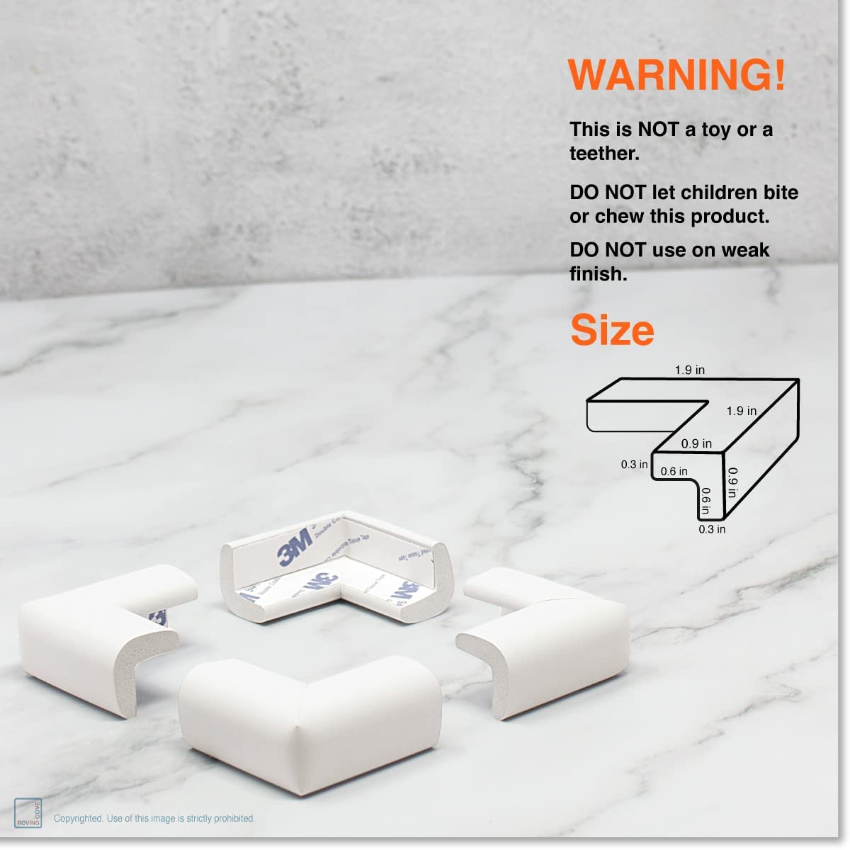 Roving Cove Slim-Fit Corner Edge Protector for Baby Proofing (Small 15ft Edge 4 Corners), Furniture