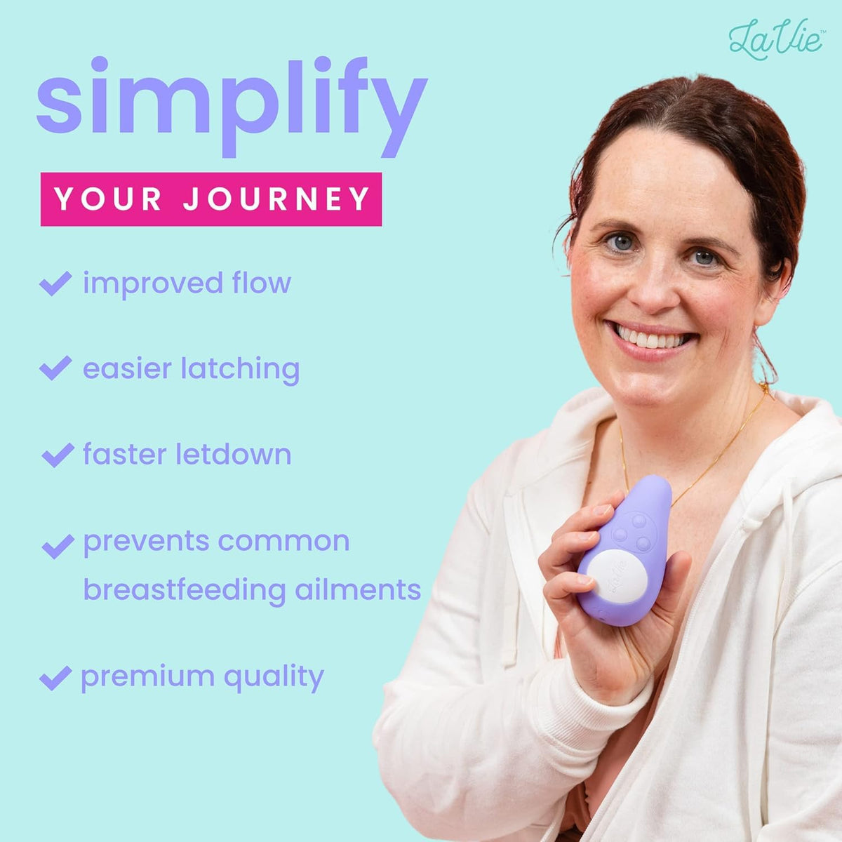 LaVie Warming Lactation Massager 3-in-1 Adjustable Heat + Vibration for Breastfeeding, Nursing