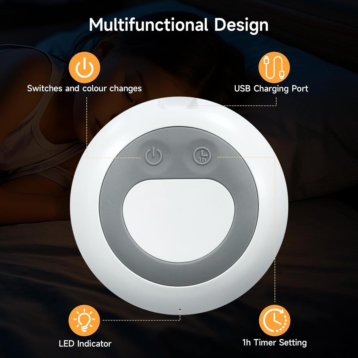 Baby Night Light, Nursery Night Lamp with 8 RGB Colors Changing, 1h Timer, Rechargeable & Touch