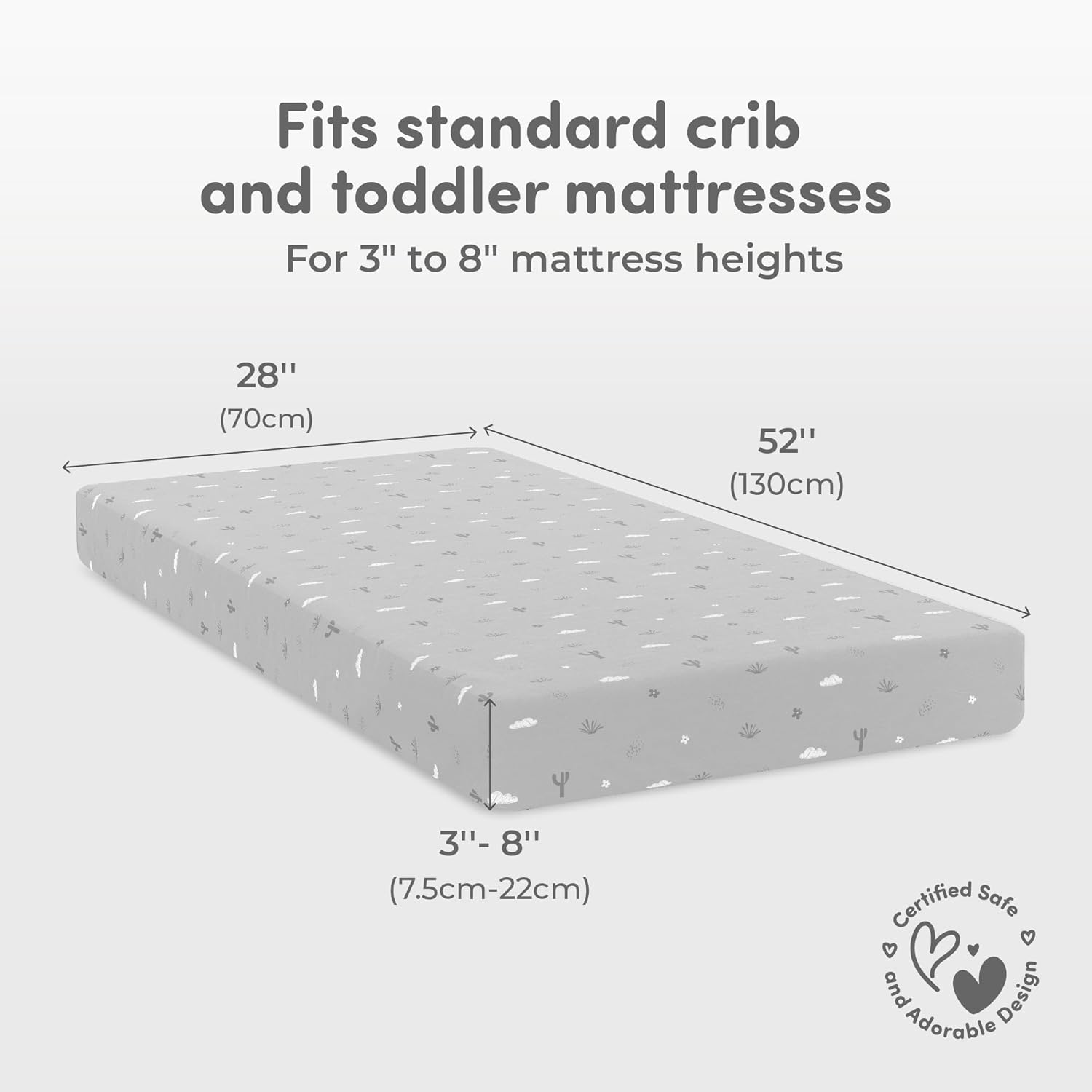 Sweety Fox 2-Pack Crib Sheets - Soft Jersey Cotton Fitted Sheets for Boys and Girls, Mini Crib