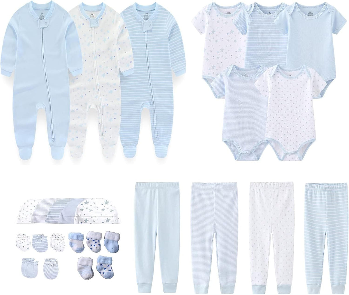 Newborn Layette Gift Set 27-Piece Baby Girl Clothes Bodysuits, Pants Essentials and Accessories