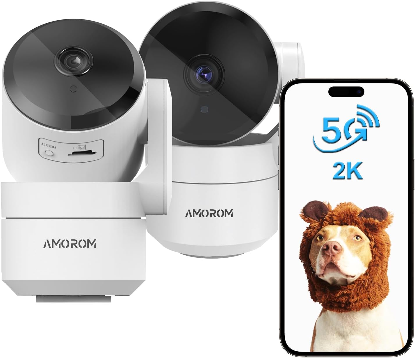 2 Pack 2K Indoor Security Camera Wireless, 360° Pan-Tilt Wi-Fi Pet/Baby Monitor with AI Motion