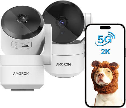 2 Pack 2K Indoor Security Camera Wireless, 360° Pan-Tilt Wi-Fi Pet/Baby Monitor with AI Motion