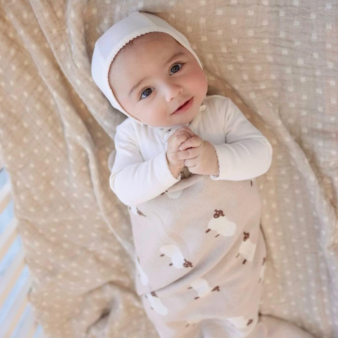 Knit Baby Swaddle Blanket - 100% Cotton Soft Cozy Lightweight Unisex Receiving Swaddling Crib