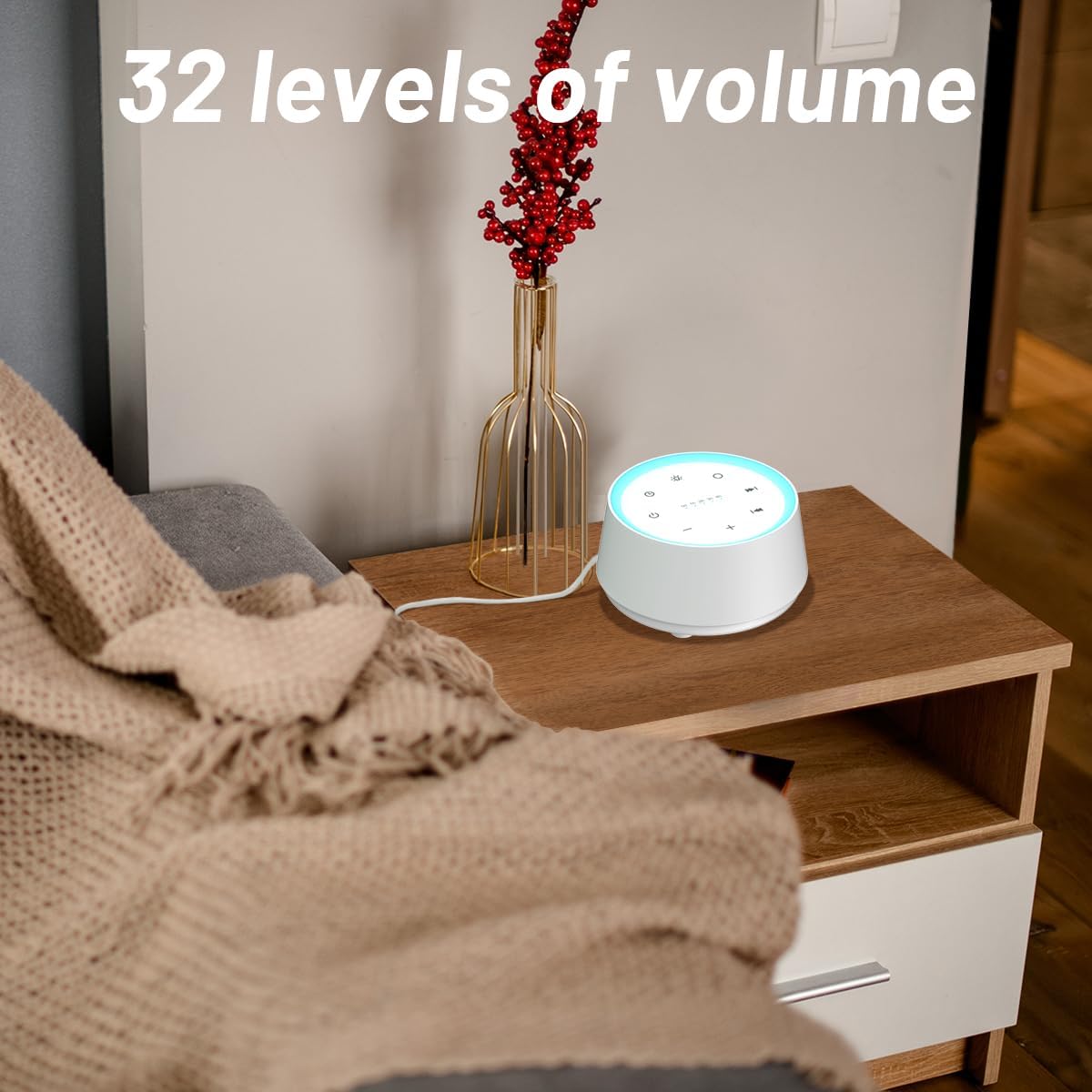 EasyHome Sleep Sound Machine White Noise Machines with 30 Soothing Sounds 12 Adjustable Night Light