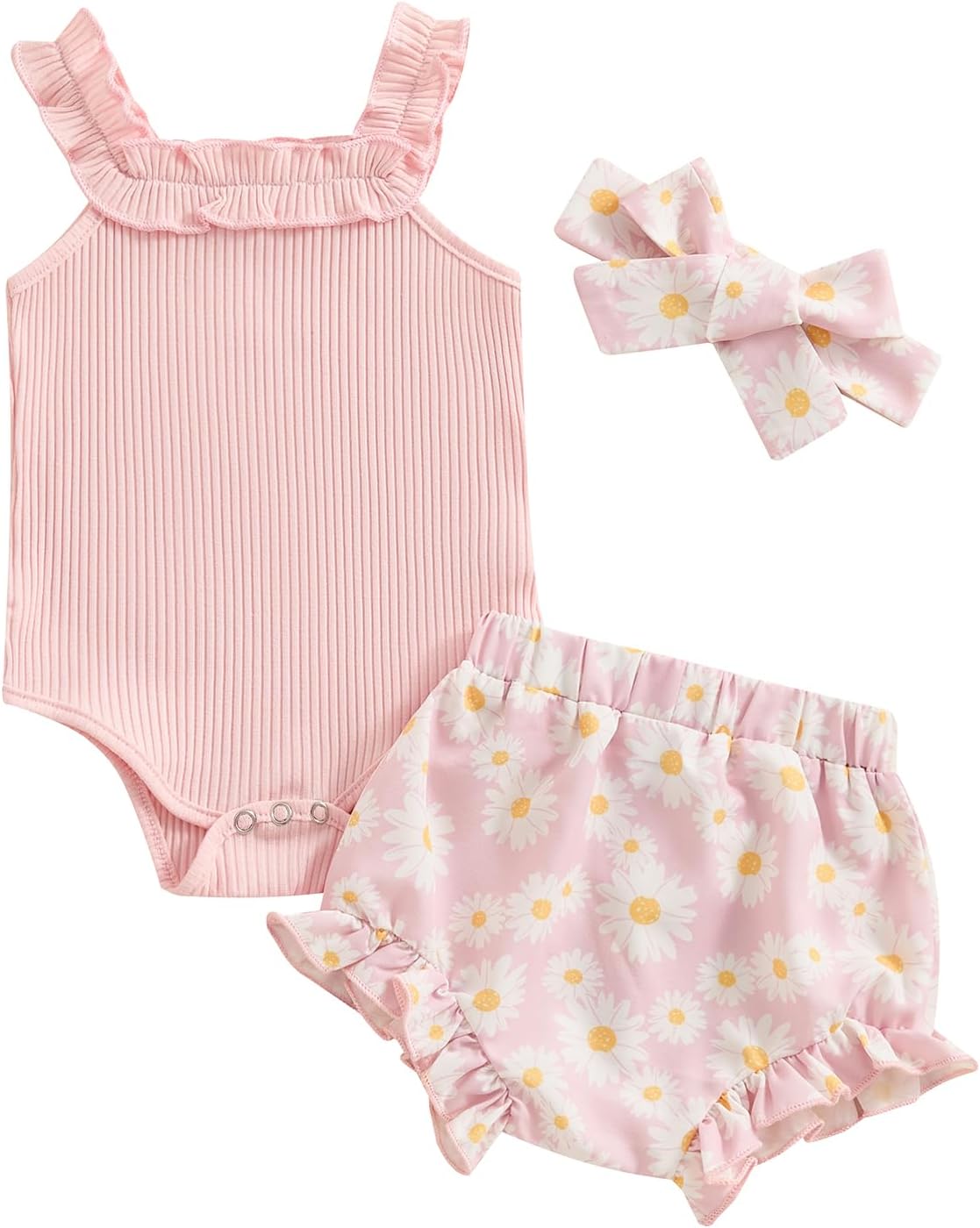 fhutpw Baby Girl Clothes Summer Cute Outfits 3 6 12 18 Months Spaghetti Strap Romper & Floarl