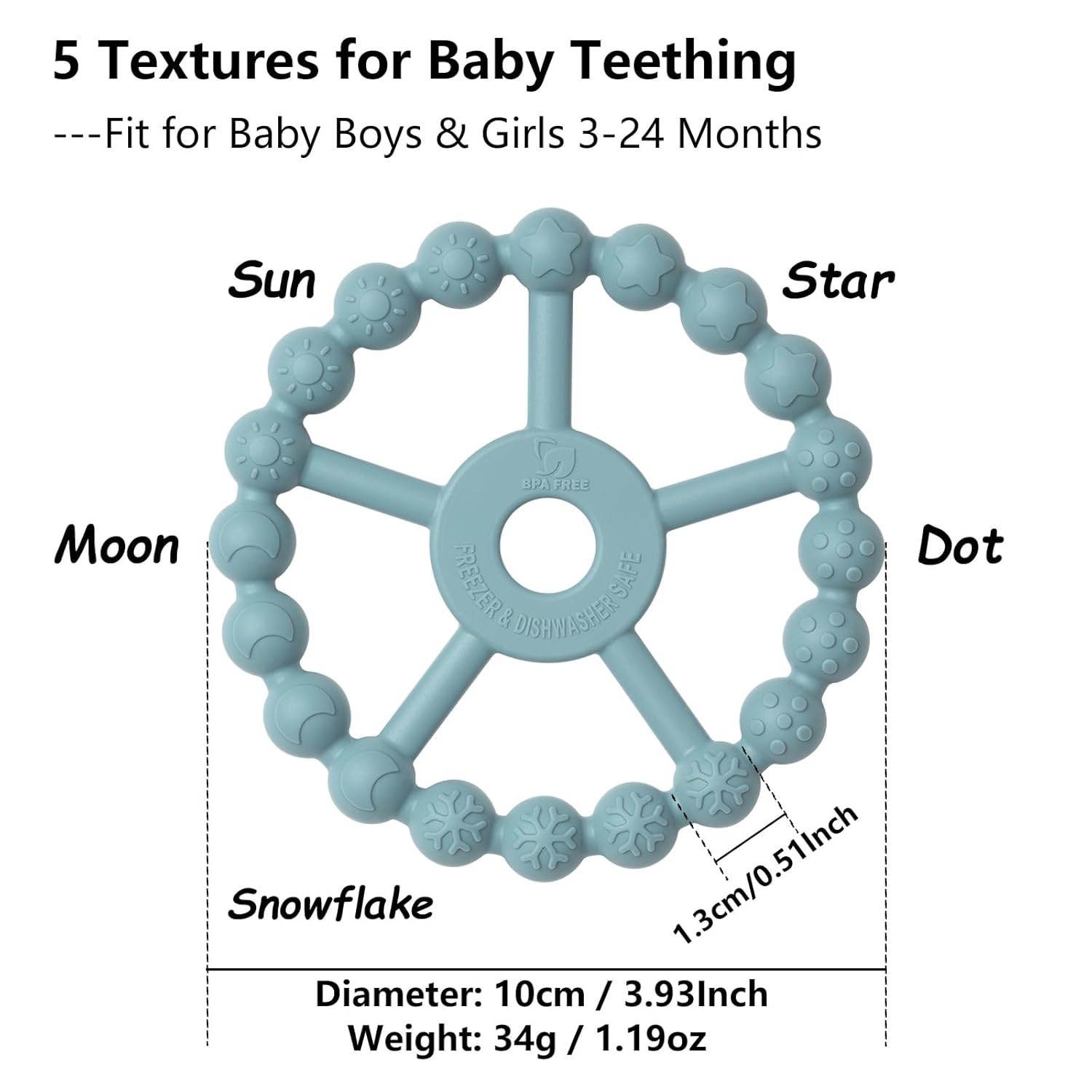 3 Pack Ring Teether Baby Infant Toys, Baby Essentials, Silicone Teething Ring Toys for Babies 0-6