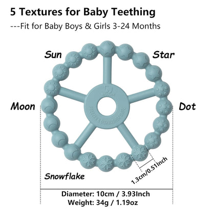 3 Pack Ring Teether Baby Infant Toys, Baby Essentials, Silicone Teething Ring Toys for Babies 0-6