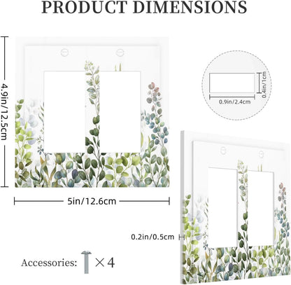 Green Eucalyptus Leaf Plant Herbs Springnature Decorative Outlet Covers 2 Gang Double GFCI Rocker