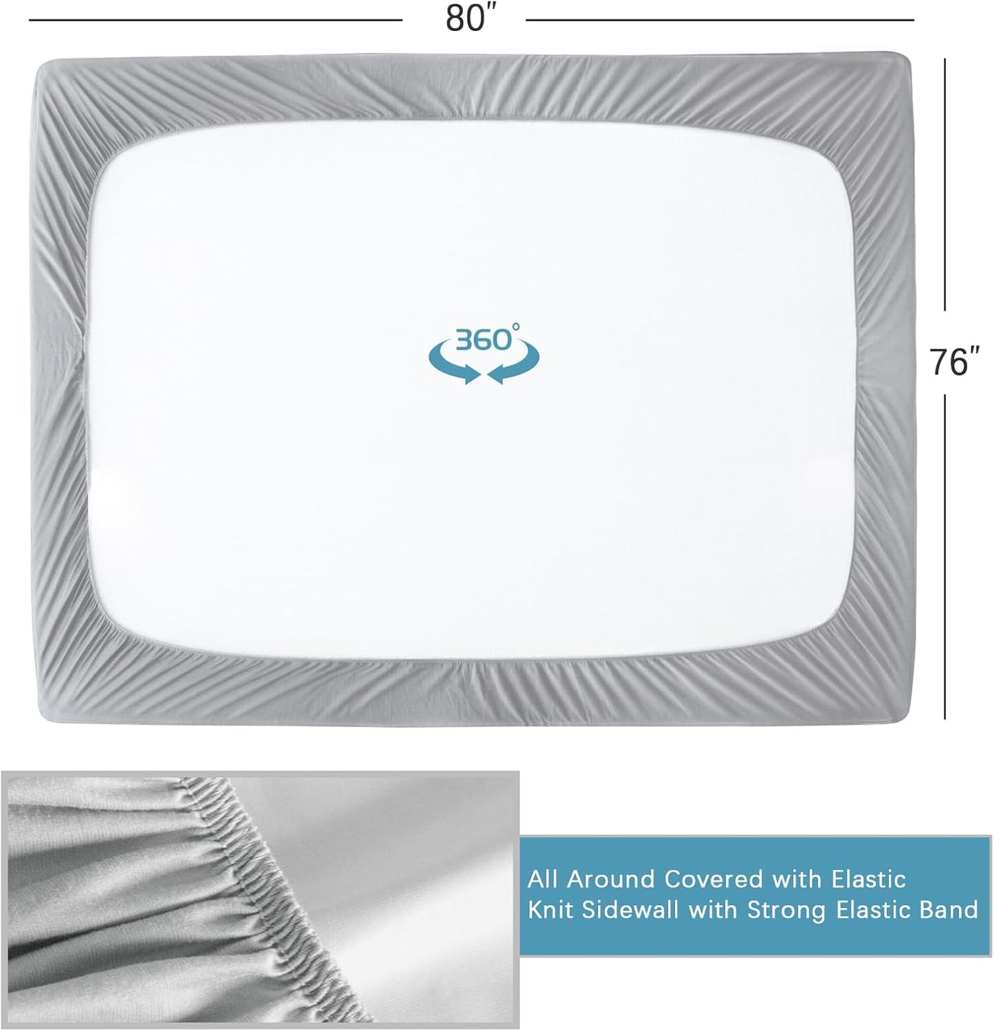 King Mattress Protector Waterproof, Noiseless & Soft Coverage King Size Mattress Cover Fitted