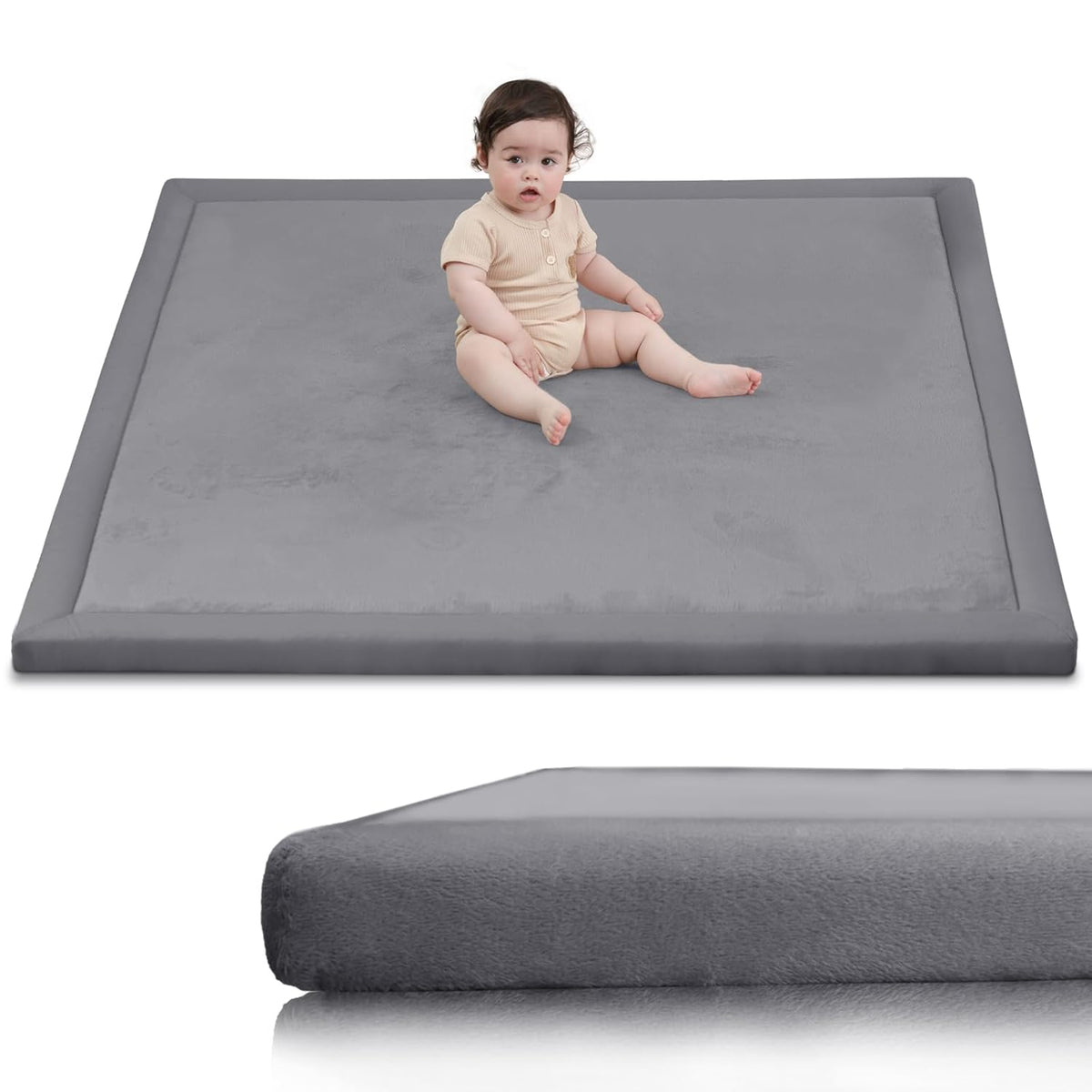 Ultra Soft Baby Play Mat for Floor,1.3" Thick Elasti-Foam 50x50 Playpen Mat for Toddlers Infant