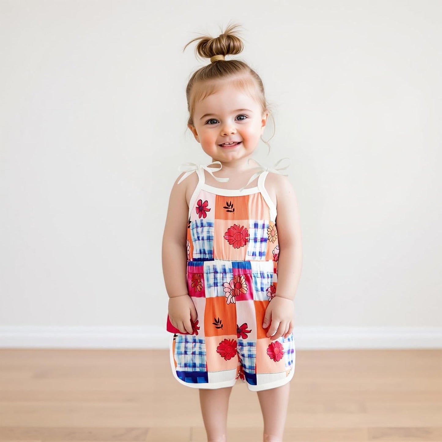 WZTYYDS Toddler Baby Girl Summer Clothes Floral Romper Tie-Up Strap Halter Jumpsuit Infant Summer