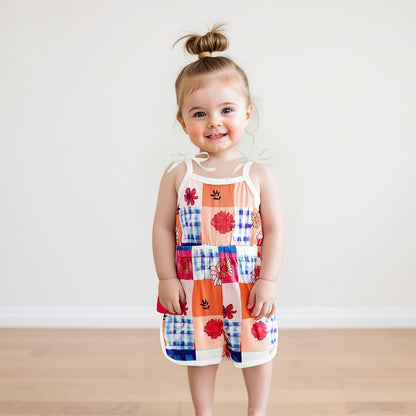 WZTYYDS Toddler Baby Girl Summer Clothes Floral Romper Tie-Up Strap Halter Jumpsuit Infant Summer