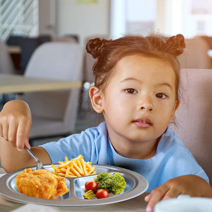 Stainless Steel Plates for Kids, Toddler Plate, Non Toxic Baby Dinnerware, BPA-Free Feeding Tray