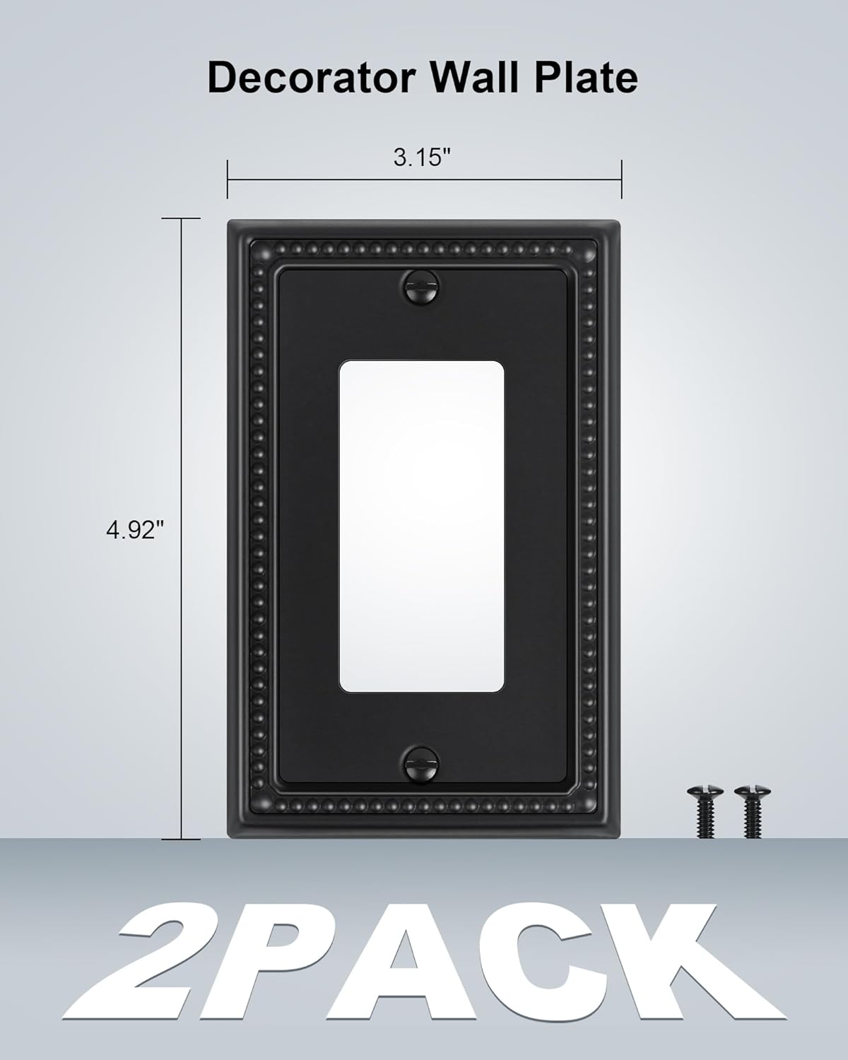2-Pack Decorator Outlet Cover Plate, Pearls Decorative Switch Plates and Outlet Covers, Black Metal