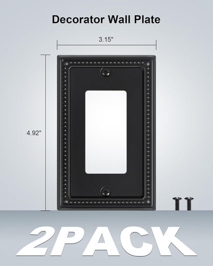 2-Pack Decorator Outlet Cover Plate, Pearls Decorative Switch Plates and Outlet Covers, Black Metal