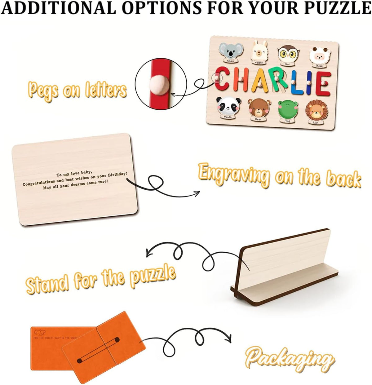 Personalized Name Puzzle for Kids, Personalized Baby Gifts Custom Name Puzzles for Toddlers 1-3