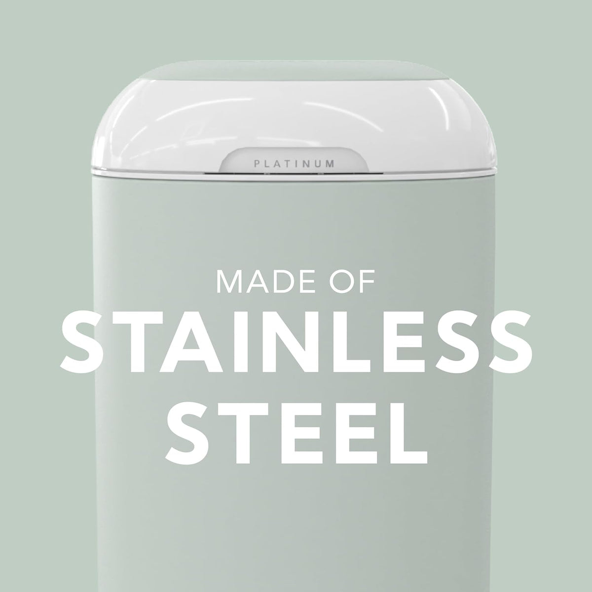Diaper Genie Platinum Pail (Sage Green) is Made in Durable Stainless Steel and Includes 1 Easy Roll