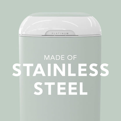 Diaper Genie Platinum Pail (Sage Green) is Made in Durable Stainless Steel and Includes 1 Easy Roll
