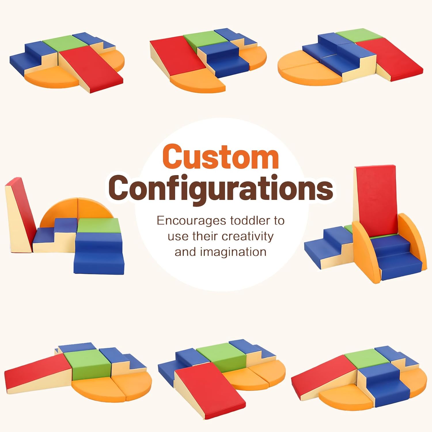 6-Piece Soft PU Leather Toddlers Climbing Toys, Baby Foam Climbing Blocks for Toddlers, Foam Play