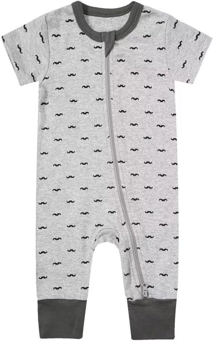 Teach Leanbh Toddler Baby Boys Girls Footless Pajamas Cotton 2 Way Zipper Printing Short Sleeve