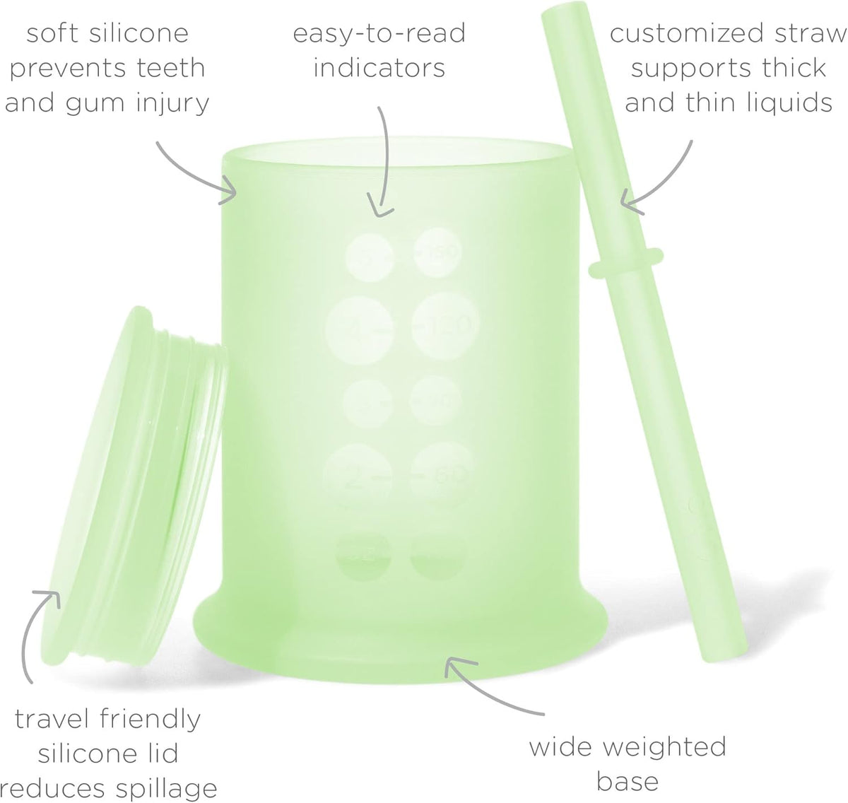 Olababy Silicone Training Cup with Straw Lid | Babies Water Drinking Cup | 6+ Mo Infant To 12-18
