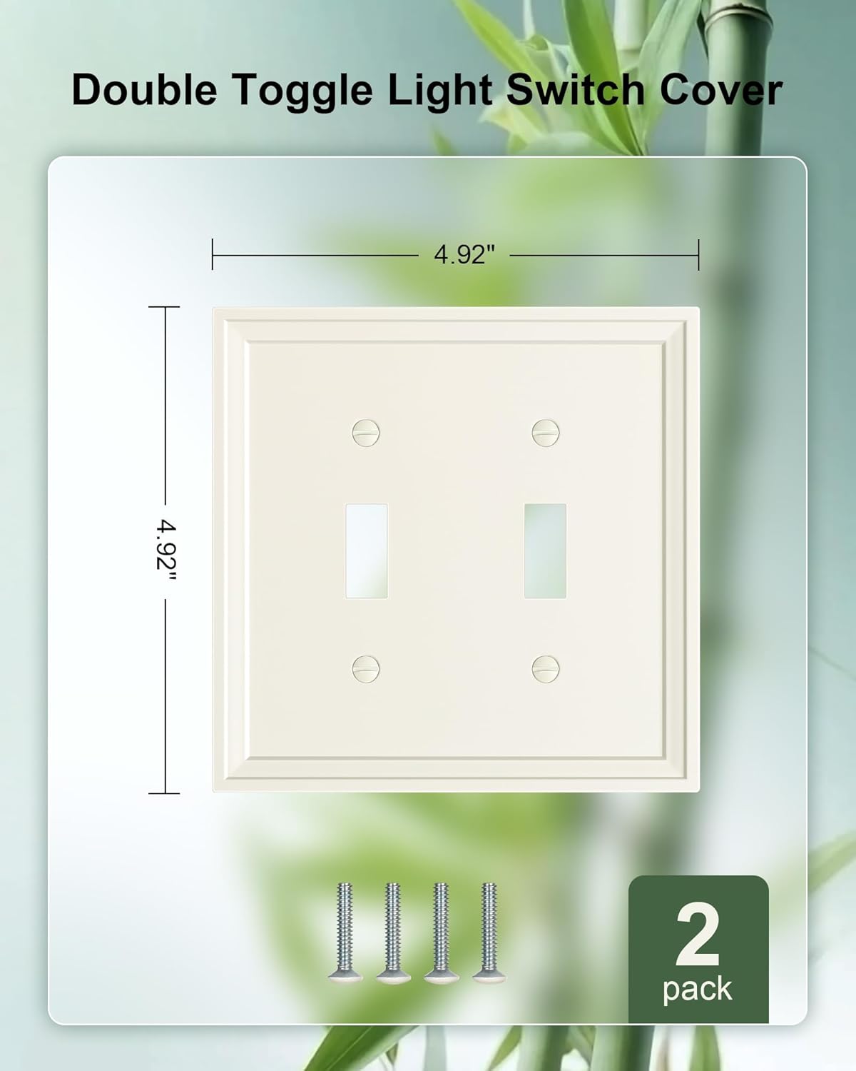 2-Pack Double Toggle Light Switch Cover Plate, Light Almond Decorative Dual Switch Plate Covers