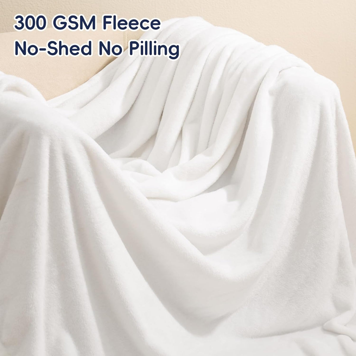 PHF Ultra Soft Fleece Blanket Queen Size, No Shed No Pilling Luxury Plush Cozy 300GSM Lightweight