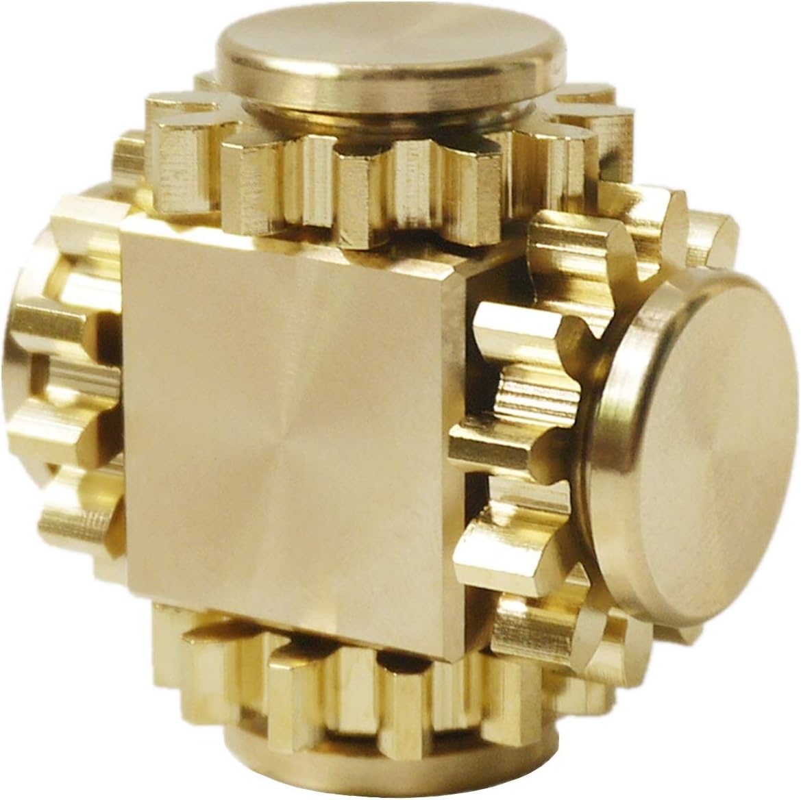 Fidget Cube Spinner, Linkage 4 Gears Figity Spin Finger Games, Metal Brass with Super Smooth